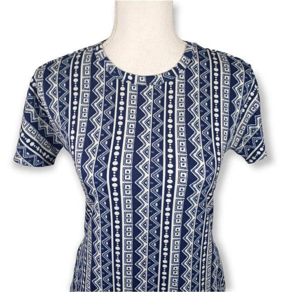 LULAROE BLUE GEOMETRIC PRINT MARLY DRESS SZ.XXS EUC - Picture 2 of 8